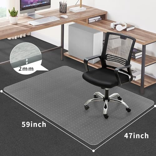Office Chair Mat for Carpet Floors, 47" x 59" Clear Desk Chair Mats for Low Pile Carpeted Protector, Sturdy PVC Computer Chair Mats Anti-Slip and Easy to Clean for Home & Office - Image 4