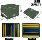 ENGPOW File Box with Lock, Fireproof Document Box with Zipper Lid, Collapsible File Storage Organizer Filing Cabinet with Handle, Portable Home Office Safe for Hanging Letter/Legal Folders, Green - Image 5