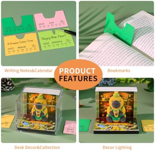 3D Memo Pad, 3D Calendar 2027, Time Piece Calendar, Tear-Off Calendars 2027, 3D Paper Carving Art Memo Pad, Art Carving Sticky Notes for Office Home Gifts Ornaments (Capybara Café) - Image 5