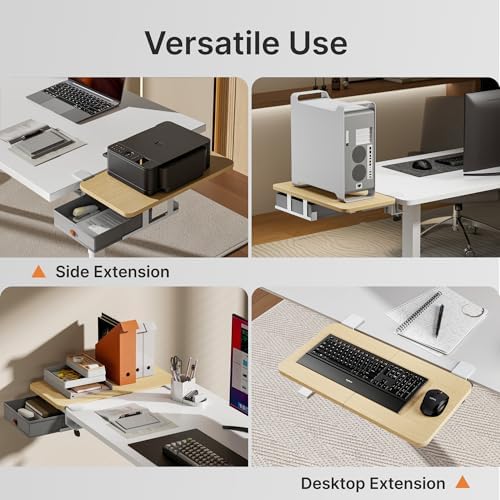 PEGZONE Desk Extender Tray, 24" x 12", with Storage Drawer, Medium, Wood - Image 5