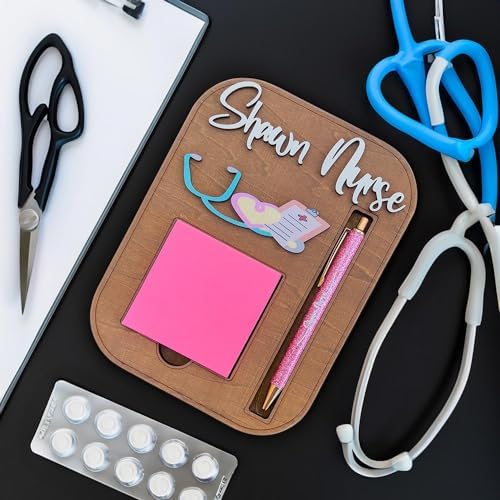 Personalized Sticky Note Holder for Nurse Medical Students, Custom Wooden Note Holder with Pen Slot, Funny Nurse Appreciation Gifts Supplies - Image 4