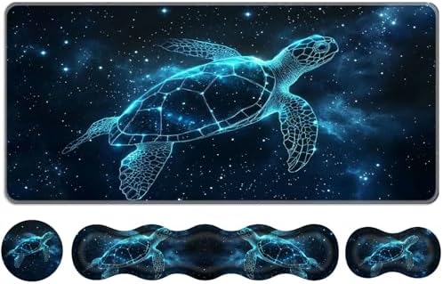 Keyboard Wrist Rest Set,Memory Foam Wrist Support Mouse Pad,31.5"x11.8" Desk Mat for Comfortable Typing & Pain Relief,Non-Slip Base for Office & Home Use - Starry Sea Turtle by Unknown