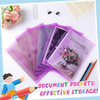 MotiMind 100 Pcs Clear Envelopes with Snap Button Closure Bulk A4 Letter Size Clear Plastic Envelope Folder Document Organizer File Folders for Office Home (Purple) - Image 4