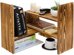 Adjustable Extendable Natural Wood Desktop Organizer Caddy Desk Organizer Countertop Shelf Bookcase Display Stand Rack Expandable Storage Office Home (Dark Brown) - Image 4