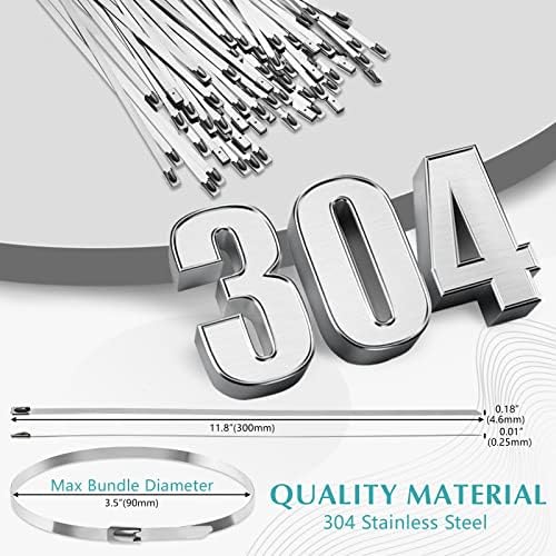 LEIFIDE 1500 Pcs Metal Zip Ties Stainless Steel Heavy Duty, 11.8 Inch - Image 2