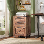 DEVAISE 3 Drawer Under Desk File Cabinet with Lock, Oak - Image 2