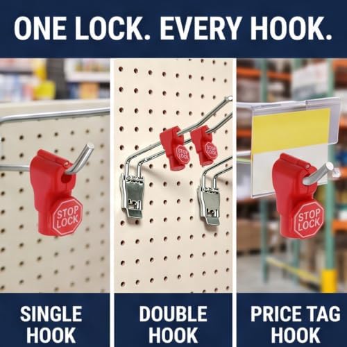 DTGN 200Pcs 6mm Magnetic Peg Hook Locks ABS Plastic, Red - Image 6