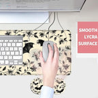 Mouse Pad,Large Desk Mat Set, 4in1 XL Mousepad + Keyboard Wrist Rest+Mouse Wrist Rest+Coaster with Ergonomic Desk Pad for Home Office Table Computer Cover -Floral Bats Pattern - Image 4