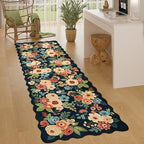 DUKINO 2x6 Runner Rug, Floral Washable Rug for Kitchen Non Slip, Navy Blue by DUKINO