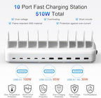 510W Fast Charging Station for Multiple Devices, 10 Port USB C Charger Station with Flame-Retardant Material & 8 Cables for iPhone, Android, iPad, Tablets, Family Office Desk Charging Dock Organizer - Image 5