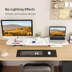 AFOOYO LED Dual Monitor Stand Riser for 2 Monitors,Office Desktop Wooden Stand Adjustable Length and Angle 3 Shelf,Extra Long Multifunctional Stand up to 39.3" for Computer,Laptop,TV,White - Image 2