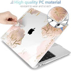 MEEgoodo for MacBook Air 13.3 inch Case 2021 2020 2019 2018 A2337 M1 A2179 A1932, Hard Shell with Keyboard Webcam Cover & Trackpad Film & Type C Adapter for MacBook Air M1, Pink Peony Flowers - Image 3