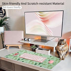 Desert Plant Print Office Desk Mat 31.5" x 15.7" Desktop Mat PU Leather Large Mouse Pad White Mousepad Non-Slip Table Mat for Girls, Women, Home, Work, Computer, and Gaming - Image 5
