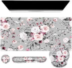 iCasso Desk Blotter for Workspace, Pink Floral 35.4"x15.7" Mousepad by iCasso