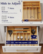 Kitsure Silverware Organizer, Bamboo Kitchen Drawer Tray, Natural, XX-Large - Image 2