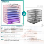 8 Tier Paper Letter Tray Organizer with Handles for Desk (Pink) - Image 3