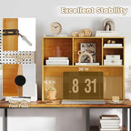 LDAILY Desktop Bookshelf, 2-Tier Office Desk Shelf Organizer with 4 Shelves, 37’’L Wood Storage Rack Display Shelf for Computer Desk, Office, Dorm, Bedroom (Burlywood) - Image 4