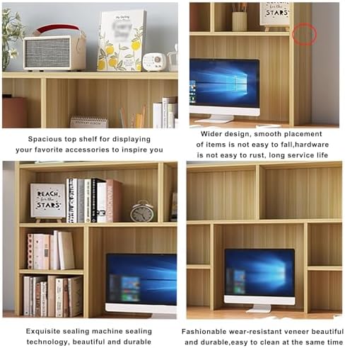Desk Hutch Dorm,Wooden Desktop Bookshelf,Computer Desktop Storage Hutch,Multipurpose Desktop Hutch, Multi Units Organizer Bookshelf,Desktop Display Rack for Office,Dorm,Home - Image 5
