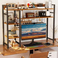 COCO DESIGN 4-Tier Desk Shelf, 38.6" Desktop Organizer Shelf with Grid Panel, Desk Hutch for Computer Monitor, Desktop Bookshelf Storage Rack for Home Office Wood Table Organizer Counter Shelf by COCO+DESIGN
