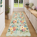 DUKINO 3x8 Kitchen Runner Rug, Soft Floral Washable Rug for Hallway, Green by DUKINO