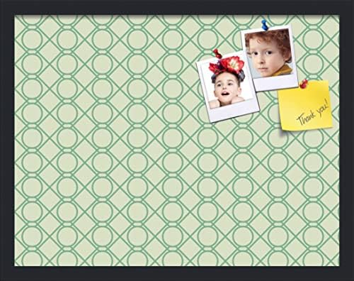 PinPix 22x17 inch Cork Bulletin Board. This Decorative Framed Pin Board Comes with Diamond Pattern in Green Design and Satin Black. Ideal for Home, Office Decor or School (PinPix-586) by PinPixBulletinBoards