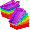 12 Pcs Plastic Classroom Storage Baskets Bulk 14 x 10 In Turn in Paper Tray for Classroom A4 Size Colorful Storage Organizer Bin with Handles Stackable Container for Playroom Home Office School Supply by UZLUbuywithconfidence