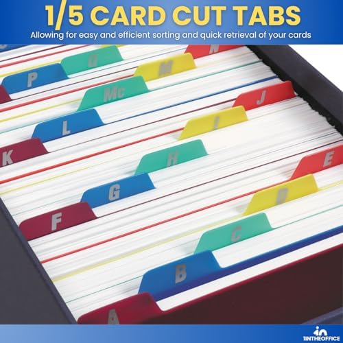 1InTheOffice Index Card Box & Holder 5x8, 400 Capacity & Guide Set A-Z, 1/5 Tab - Image 6
