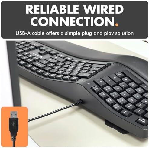 X9 Wired Ergonomic Keyboard with Cushioned Wrist Rest - Type Comfortably Longer - USB Wired Split Keyboard for Laptop, PC & Chrome Computer with 110 Ergo Keys & 5ft Cable - Image 6