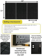 WallPeg Pegboard Kit - 3 ea. 24"x16" Black Peg Boards Panels - Made in USA - Image 4
