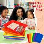 gisgfim 12 Pack Letter Size Stackable Paper Trays for Classroom, Rainbow - Image 4