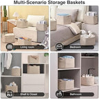 ICERZCZ Small Storage Baskets for Shelves Organizing, Woven Cotton Rope Baskets for Storage, Book Basket, Decorative Shelf Basket, 12.5"Lx9.1''Wx7.9''H (4 Packs) Mixed Brown - Image 5