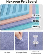 Hexagon Large Cork Bulletin Board Tiles, Peel and Stick Felt Wall Panels for Vision, Message Center, Picture and Prayer Board for Office, Dorm, Room and Desk Decor(Coastal Haze) - Image 2