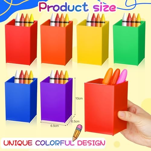 Sherr 12 Pack Pencil Cups Crayon Holders Rainbow Acrylic Organizer, Bright - Image 2