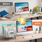 Incline Sorter Desk File Organizer, Metal Desk Magazine Folder Holder with 8-Section Vertical Compartments Rack File Organizer for Office, Home, School - Image 3