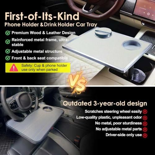 Car Desk for Laptop 360° Rotating Tesla Tray with Cup Holder Phone Stand - Image 2