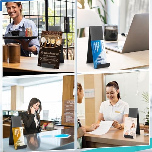 6 Pcs Metal Fancy Brochure Holder Display Flyer Brochure Holder Stand Table Vertical Countertop Literature Organizer for Booklets Pamphlet Magazine Menu Journals (Black) - Image 6