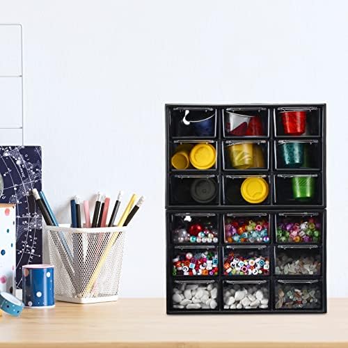 Marsui 4 Pack Desktop Storage Organizer with 9 Drawers Craft Organizer with Mini Drawers Plastic Organizers and Storage Containers for Craft Art Jewelry Cosmetics Sewing Supplies Accessory(Black) - Image 2