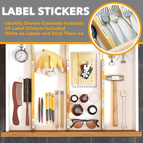 SpaceAid Bamboo Drawer Dividers (Need 2.35" Deep Drawer) Kitchen Adjustable Drawer Organizers, Expandable Organization for Home, Office, Dressers and Bathroom, 6 Dividers (13.25-17 in) - Image 4