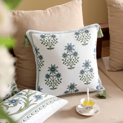 ISAENNE Designer Linen Throw Pillow Cover,Set of 2,18"x18"-Mosella B - Image 7
