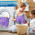 Tenare 100 Pack 12'' x 12'' Microfiber Cleaning Cloths Reusable Cleaning Rags Bulk Microfiber Towels Softer Highly Absorbent Washcloths for House Kitchen Car Window(Purple) - Image 4