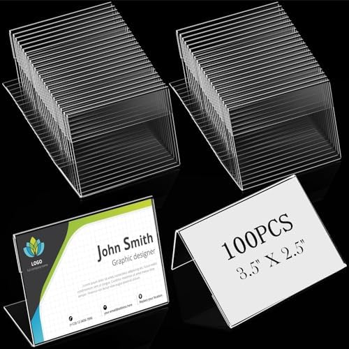 Teling 100 Pcs 3.5x2.5 Mini Acrylic Sign Holder Slant Back Display Stands by Teling