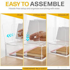 Acrylic Desk Organizer with Drawers, Paper Organizer for Desk, Vertical File Organizer with 4 File Slots, Clear Desktop Office Organizer for Papers, Files & School Supplies - Image 6