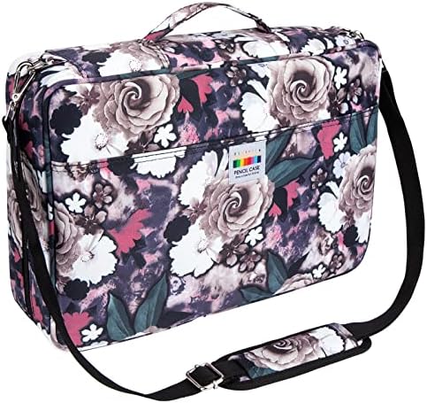 YOUSHARES Big Capacity Colored Pencil Case - 480 Slots large Pen Case Organizer with Multilayer Holder for Prismacolor Colored Pencils & Gel Pen (Grey Rose) by YOUSHARES
