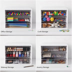 WOPITUES Wooden Desk Organizer with 3 Drawers & a Total of 5 Dividers,White - Image 2