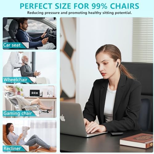 FLORICH 3 PCS Seat Cushion for Carseat Lumbar Support Pillow Car Neck Headrest Pillows Memory Foam Gel Memory Foam Massage Point Seat Pads Pressure Relief Back Cushion for Office Chair(Black) - Image 5