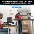 Mount-It! Standing Desk Converter - Height Adjustable Stand Up Desk with Gas Spring Riser - Wide 36 Inch Sit Stand Workstation Fits Dual Monitors – Black (MI-7926) - Image 4