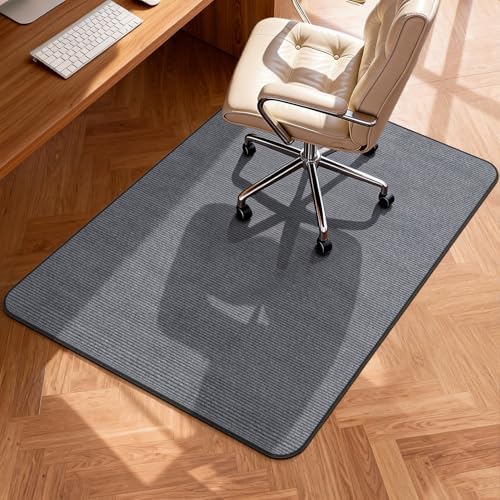 Blvornl Corduroy Office Chair Mat for Hardwood Floor and Low Pile Carpet, 46.9" x 60.1" Non-Slip Desk Rolling Chair Mat for Hard Floors, Heavy Duty Carpeted Floor Protector Rug for Home, Dark Grey by Blvornl