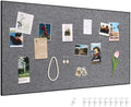 SELEAD Linen Bulletin Board 48” x 24” - Black Aluminum Frame, Grey Fabric by SELEAD