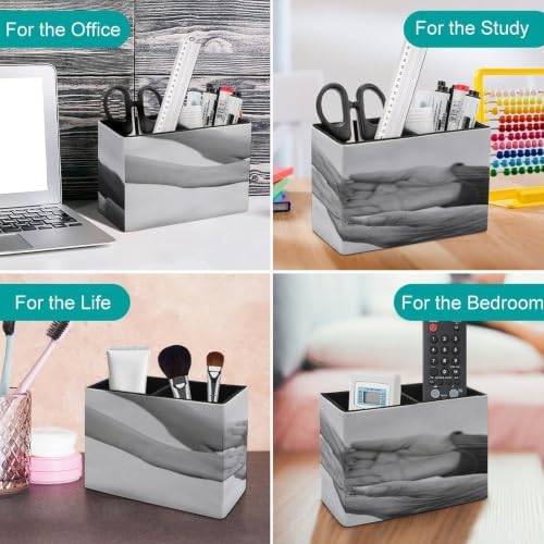 PU Leather Multi-Compartment Pen Holder Desktop Organizer Pencil Cup Storage Caddy for Office Home Supplies Closeup Grandmother Granddaughter Holding Hands Outdoors Environment Black And White Editio - Image 4