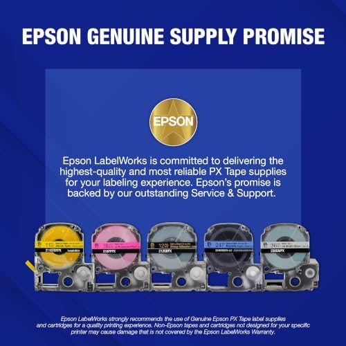 Epson LABELWORKS 224BWPX-5PK Label Tape - Black on White - 1" (24mm), 30ft - Image 2